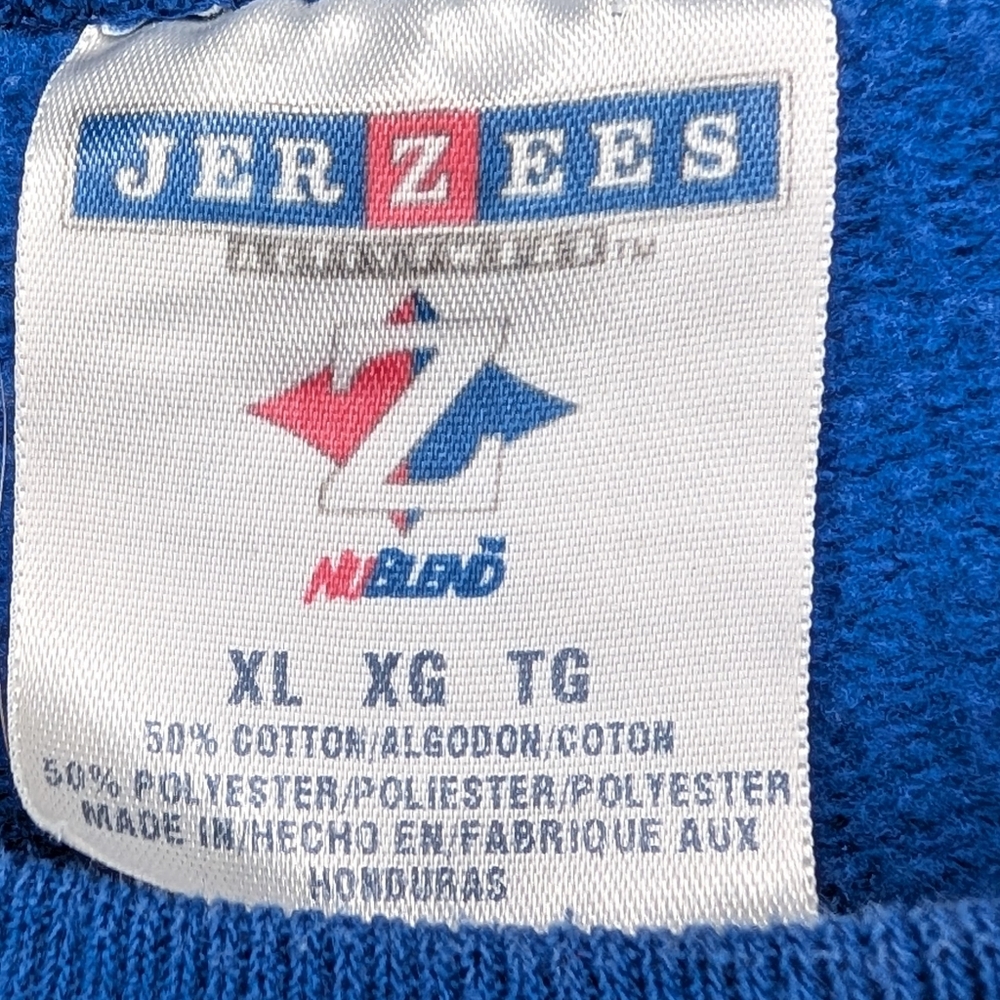 Vintage Jerzees Patchwork Snowman Sweatshirt Blue… - image 2